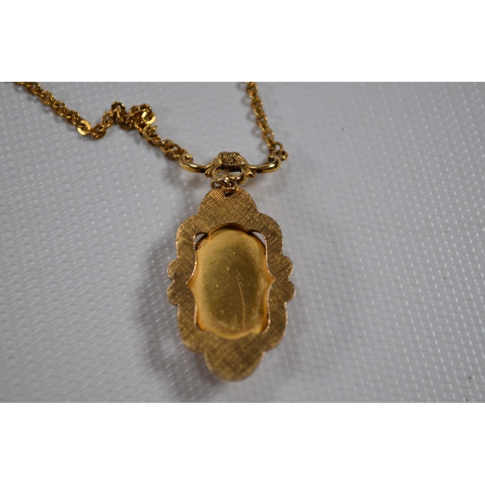 Vintage 1928‎ Brand Gold Tone Cameo Necklace Choker 15" - Picture 8 of 16